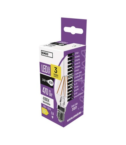 Żarówka LED Filament candle 3,4W E14 neutralna biel EMOS ZF3221