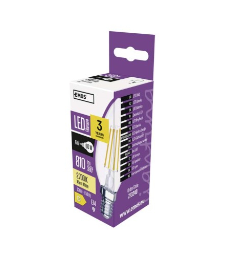 Żarówka LED Filament candle 6W E14 ciepła biel EMOS ZF3240