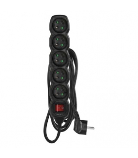 Przedłużacz 2 m / 5 gniazd / z wyłącznikiem / czarny / PVC / 1 mm2 EMOS PC1512