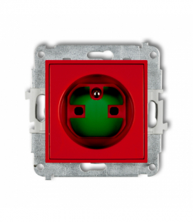 ICON Gniazdo pojedyncze z uziemieniem 2P+Z DATA z kluczem czerwony Karlik IGZK