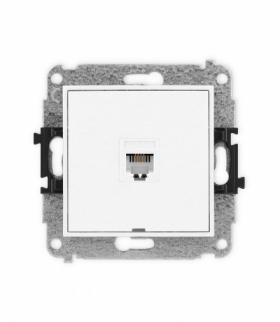 ICON Gniazdo telefoniczne 1xRJ11, 4-stykowy, beznarzędziowe, bez pola opisowego biały Karlik IGTBO-1