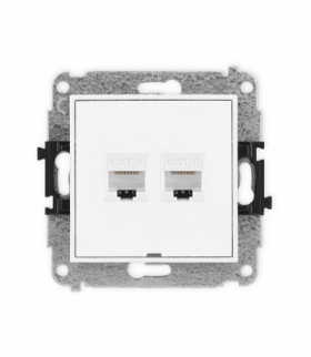 ICON Gniazdo komputerowe 2xRJ45, kat. 6, 8-stykowy, bez pola opisowego biały Karlik IGKBO-4
