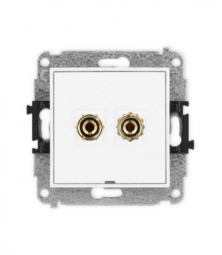 ICON Gniazdo głośnikowe pojedyncze, bez pola opisowego (typu banan - czerwony i czarny, pozłacany, 4 mm2, do lutowania) biały Karlik IGGBO-3