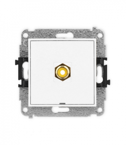 ICON Gniazdo pojedyncze RCA, bez pola opisowego (typu cinch - żółty, pozłacany) biały Karlik IGRCABO-1