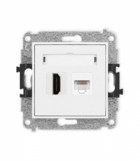 ICON Gniazdo pojedyncze HDMI 2.0 + gniazda komp. poj. 1xRJ45, kat. 5e, 8-stykowy biały Karlik IGHK