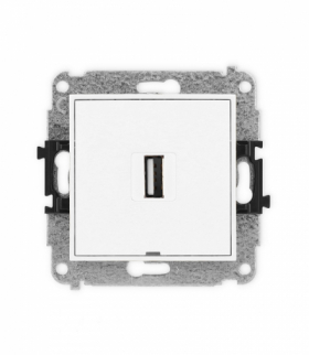 ICON Gniazdo pojedyncze USB A-A 2.0, bez pola opisowego biały Karlik IGUSBBO-1