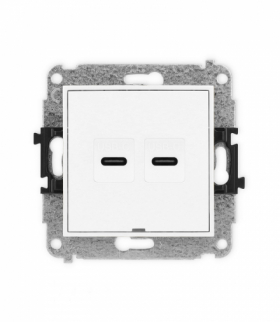 ICON Gniazdo podwójne 2xUSB C-C, bez pola opisowego biały Karlik IGUSBBO-8