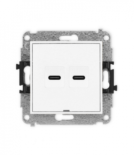 ICON Gniazdo podwójne 2xUSB C-C, bez pola opisowego biały Karlik IGUSBBO-8