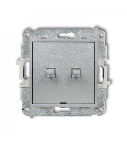 ICON Łącznik schodowy podwójny w stylu amerykańskim (dwa klawisze bez piktogramów) srebrny metalik Karlik 7IWPUS-33.1