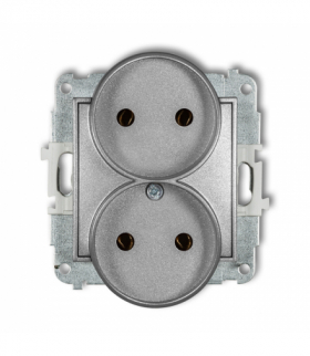 ICON Gniazdo podwójne do ramki bez uziemienia 2x2P (bez przesłon torów prądowych) srebrny metalik Karlik 7IGPR-2