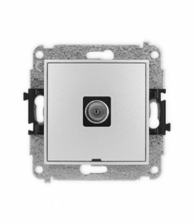 ICON Gniazdo antenowe pojedyncze TV, bez pola opisowego srebrny metalik Karlik 7IGTVBO-1