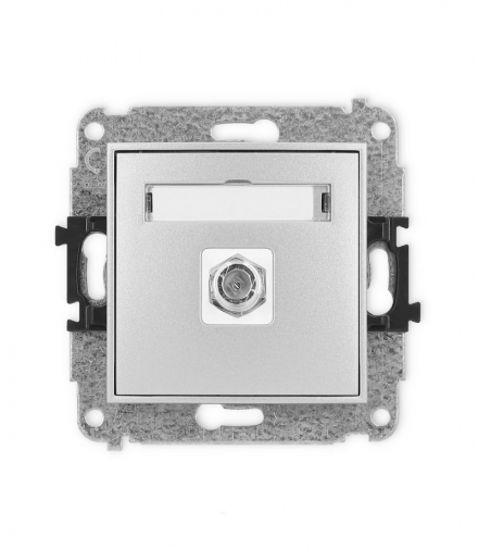 ICON Gniazdo antenowe pojedyncze typu F (SAT) niklowany srebrny metalik Karlik 7IGF-1