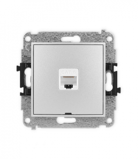 ICON Gniazdo komputerowe 1xRJ45, kat. 6, 8-stykowy, bez pola opisowego srebrny metalik Karlik 7IGKBO-3