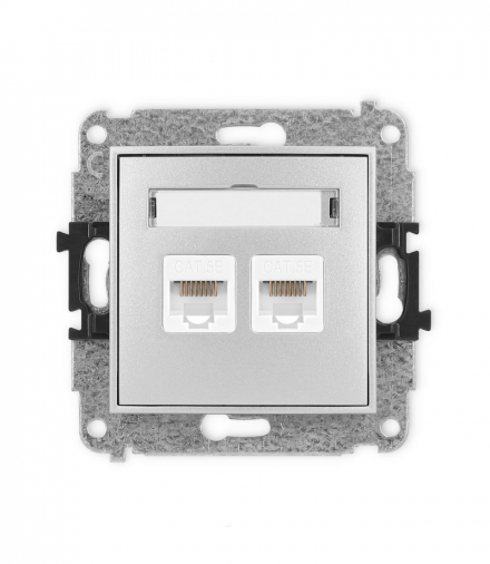 ICON Gniazdo komputerowe 2xRJ45, kat. 5e, 8-stykowy srebrny metalik Karlik 7IGK-2