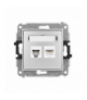 ICON Gniazdo telefoniczne 1xRJ11 + komputerowego pojedynczego 1xRJ45, kat. 5e, 8-stykowy, beznarzędziowe srebrny metalik Karlik 7IGTK