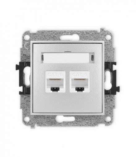 ICON Gniazdo komputerowe 2xRJ45, kat. 6, 8-stykowy srebrny metalik Karlik 7IGK-4