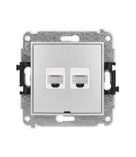 ICON Gniazdo komputerowe 2xRJ45, kat. 6, 8-stykowy, bez pola opisowego srebrny metalik Karlik 7IGKBO-4