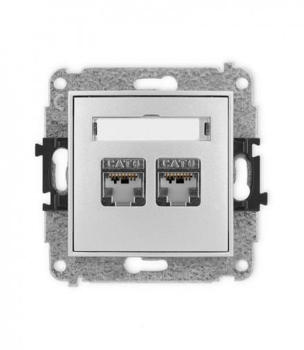 ICON Gniazdo komputerowe 2xRJ45, kat. 6, ekranowane, 8-stykowy srebrny metalik Karlik 7IGK-6