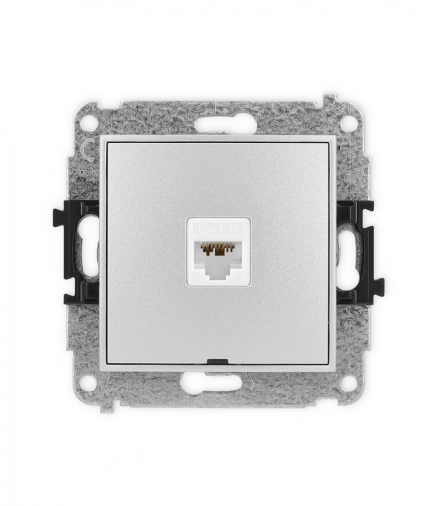 ICON Gniazdo komputerowe 1xRJ45, kat. 6A, 8-stykowy, bez pola opisowego srebrny metalik Karlik 7IGKBO-7