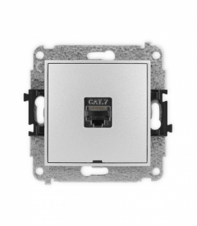 ICON Gniazdo komputerowe 1xRJ45, kat. 7, ekranowane, 8-stykowy, bez pola opisowego srebrny metalik Karlik 7IGKBO-9