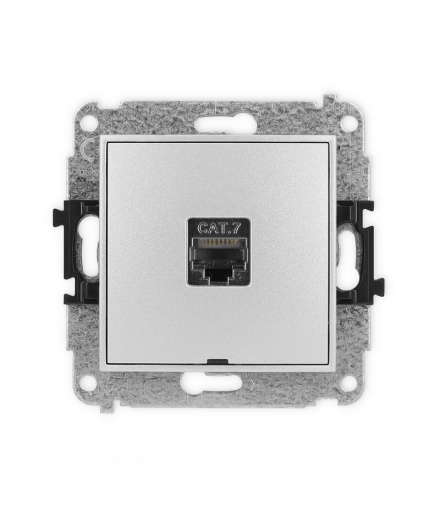 ICON Gniazdo komputerowe 1xRJ45, kat. 7, ekranowane, 8-stykowy, bez pola opisowego srebrny metalik Karlik 7IGKBO-9