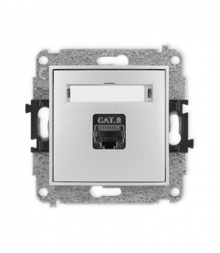 ICON Gniazdo komputerowe 1xRJ45, kat. 8, ekranowane, 8-stykowy srebrny metalik Karlik 7IGK-11