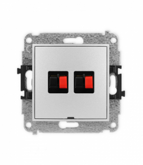 ICON Gniazdo głośnikowe podwójne, bez pola opisowego srebrny metalik Karlik 7IGGBO-2