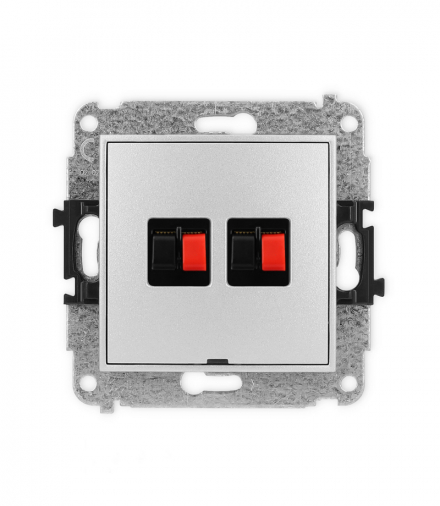 ICON Gniazdo głośnikowe podwójne, bez pola opisowego srebrny metalik Karlik 7IGGBO-2