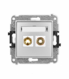 ICON Gniazdo głośnikowe pojedyncze (typu banan - czerwony i czarny, pozłacany, 4 mm2, skręcany) srebrny metalik Karlik 7IGG-4
