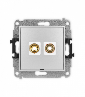 ICON Gniazdo głośnikowe pojedyncze, bez pola opisowego (typu banan - czerwony i czarny, pozłacany, 4 mm2, skręcany) srebrny metalik Karlik 7IGGBO-4