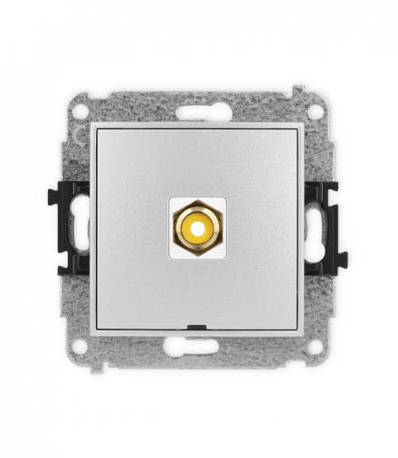 ICON Gniazdo pojedyncze RCA, bez pola opisowego (typu cinch - żółty, pozłacany) srebrny metalik Karlik 7IGRCABO-1