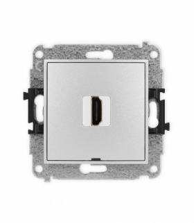 ICON Gniazdo pojedyncze HDMI 2.0, bez pola opisowego srebrny metalik Karlik 7IHDMIBO-3