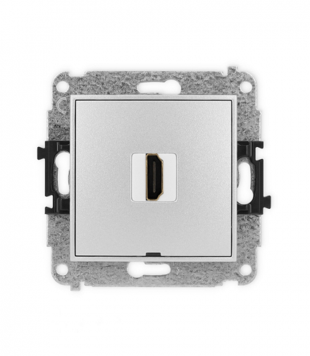 ICON Gniazdo pojedyncze HDMI 2.0, bez pola opisowego srebrny metalik Karlik 7IHDMIBO-3