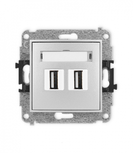 ICON Gniazdo podwójne 2xUSB A-A 2.0 srebrny metalik Karlik 7IGUSB-2
