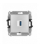 ICON Gniazdo pojedyncze 1xUSB A-A 3.0, bez pola opisowego srebrny metalik Karlik 7IGUSBBO-5