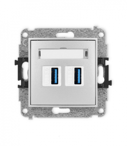 ICON Gniazdo podwójne 2xUSB A-A 3.0 srebrny metalik Karlik 7IGUSB-6