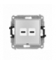 ICON Gniazdo podwójne 2xUSB C-C, bez pola opisowego srebrny metalik Karlik 7IGUSBBO-8