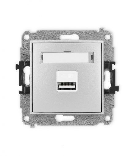 ICON Ładowarka pojedyncza 1xUSB, 5V, 2A srebrny metalik Karlik 7ICUSB-3
