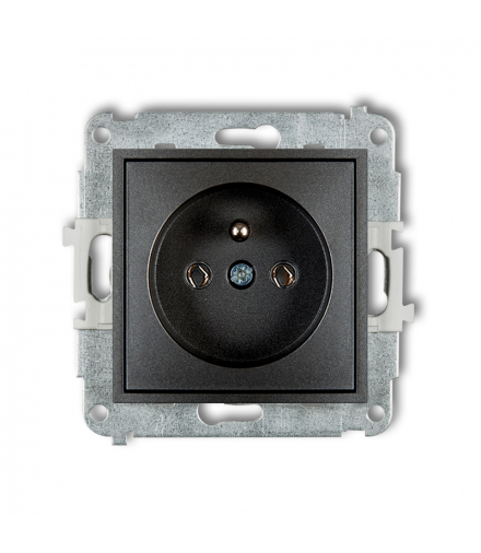 ICON Gniazdo pojedyncze z uziemieniem 2P+Z (bez przesłon torów prądowych) grafitowy Karlik 11IGP-1z