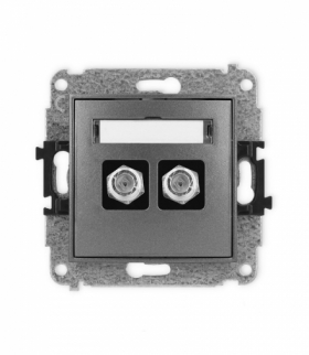 ICON Gniazdo antenowe podwójne typu F (SAT) niklowany grafitowy Karlik 11IGF-2