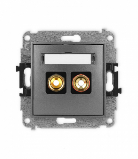 ICON Gniazdo głośnikowe pojedyncze (typu banan - czerwony i czarny, pozłacany, 4 mm2, skręcany) grafitowy Karlik 11IGG-4