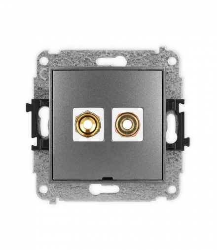 ICON Gniazdo głośnikowe pojedyncze, bez pola opisowego (typu banan - czerwony i czarny, pozłacany, 4 mm2, skręcany) grafitowy Karlik 11IGGBO-4