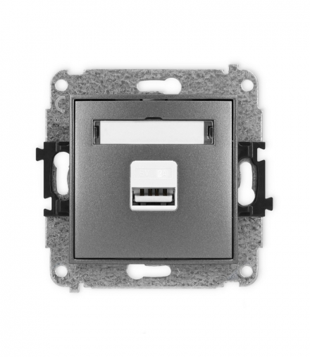 ICON Ładowarka pojedyncza 1xUSB, 5V, 2A grafitowy Karlik 11ICUSB-3