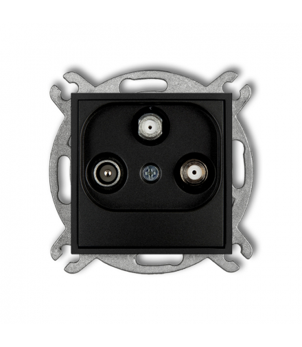 ICON Gniazdo antenowe abonenckie 2 wyjścia SAT + TV czarny mat Karlik 12IGSN