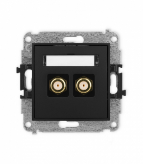 ICON Gniazdo antenowe podwójne typu F (SAT) pozłacany czarny mat Karlik 12IGF-2.1