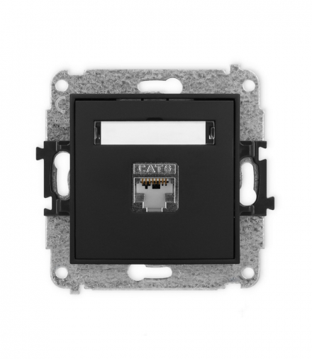 ICON Gniazdo komputerowe 1xRJ45, kat. 5e, ekranowane, 8-stykowy czarny mat Karlik 12IGK-1e