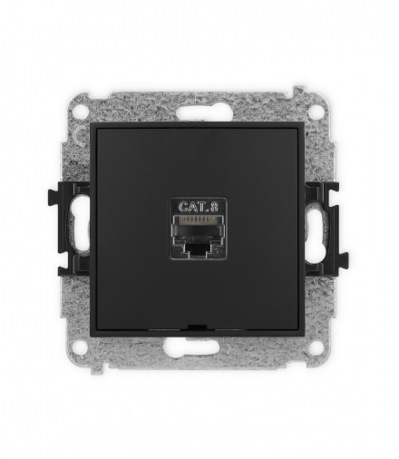 ICON Gniazdo komputerowe 1xRJ45, kat. 8, ekranowane, 8-stykowy, bez pola opisowego czarny mat Karlik 12IGKBO-11