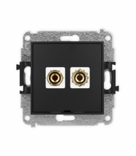 ICON Gniazdo głośnikowe pojedyncze, bez pola opisowego (typu banan - czerwony i czarny, pozłacany, 4 mm2, do lutowania) czarny mat Karlik 12IGGBO-3