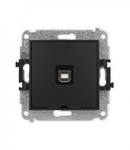 ICON Gniazdo pojedyncze USB A-B 2.0, bez pola opisowego czarny mat Karlik 12IGUSBBO-3