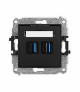 ICON Gniazdo podwójne 2xUSB A-A 3.0 czarny mat Karlik 12IGUSB-6